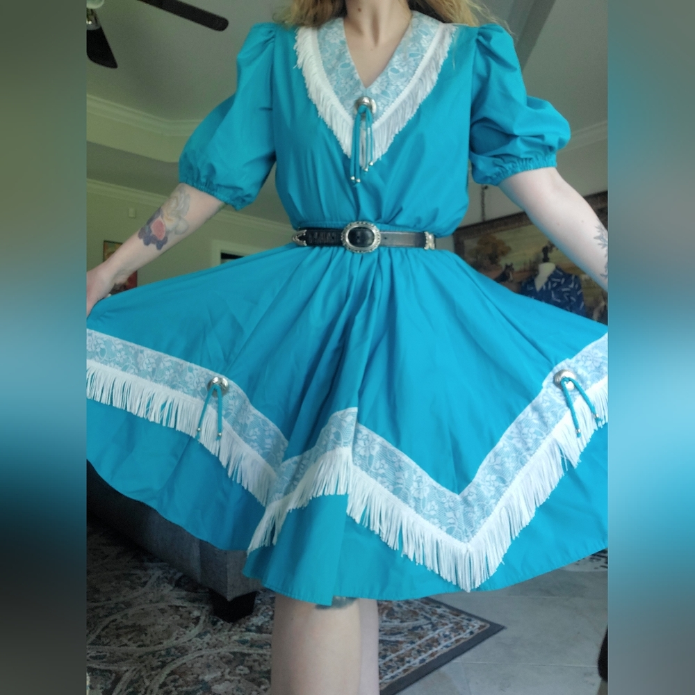 🤠 Vintage Malco Modes Western Wear square dancing skirt set size large - Picture 3 of 12